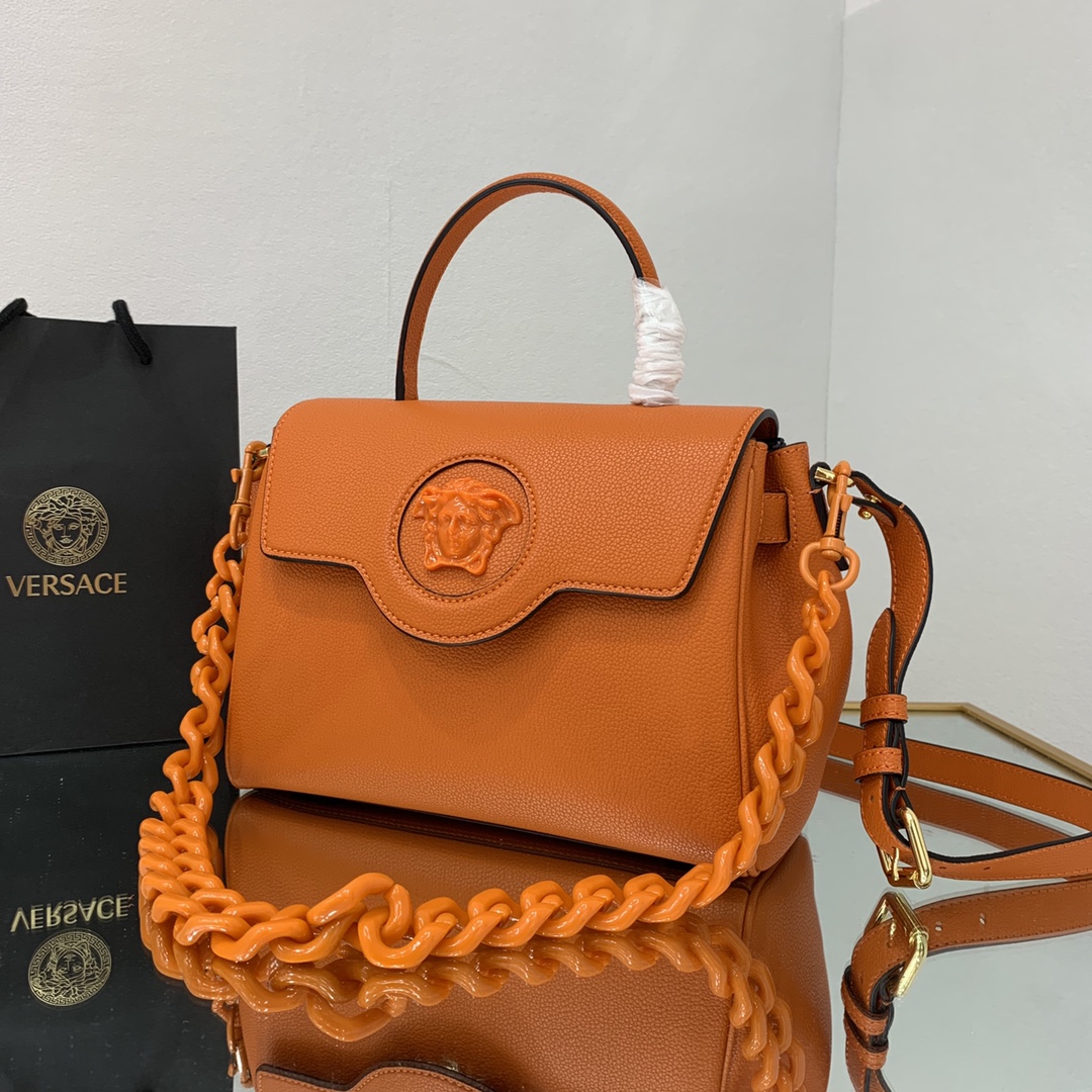 VERSACE MEDIUM LA MEDUSA HANDBAG Orange DBFI039 25 x 15 x 22 cm