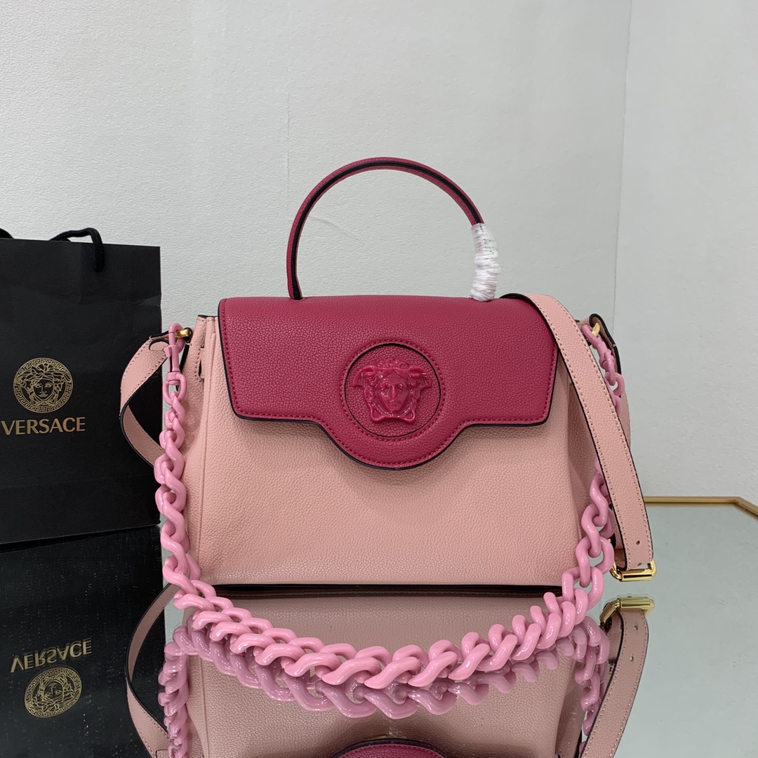 VERSACE MEDIUM LA MEDUSA HANDBAG Dark Pink DBFI039 25 x 15 x 22 cm