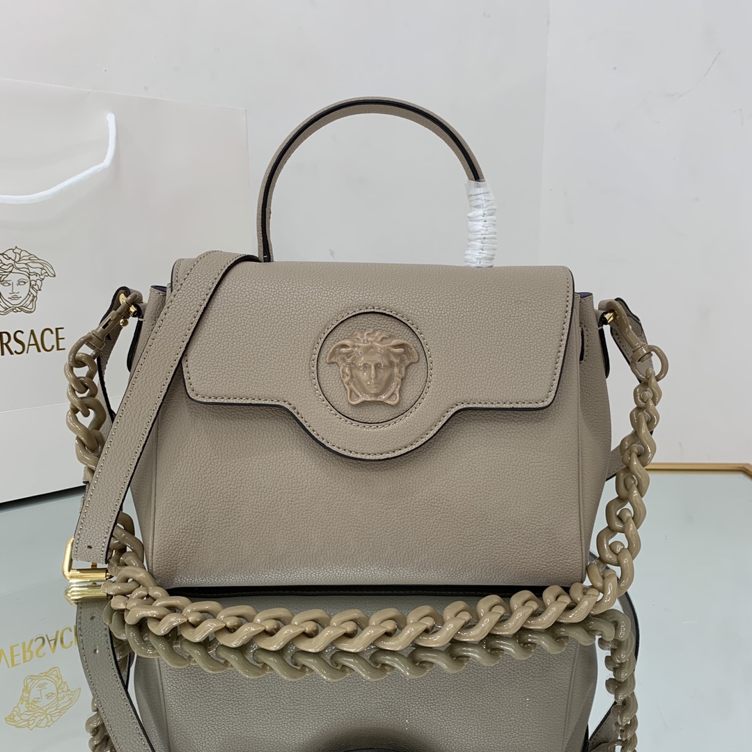 VERSACE MEDIUM LA MEDUSA HANDBAG Beige DBFI039 25 x 15 x 22 cm