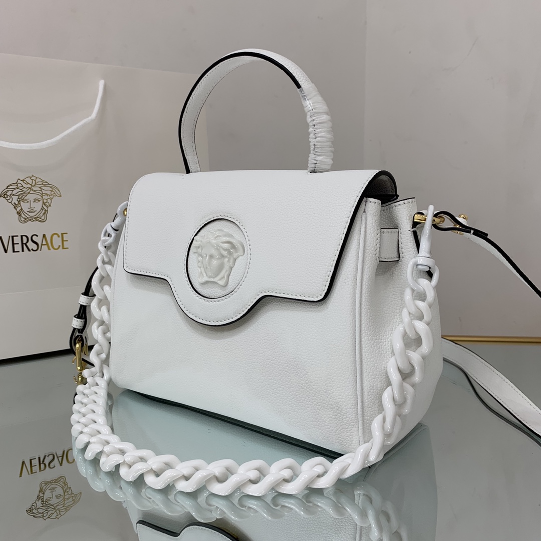 VERSACE MEDIUM LA MEDUSA HANDBAG White DBFI039 25 x 15 x 22 cm