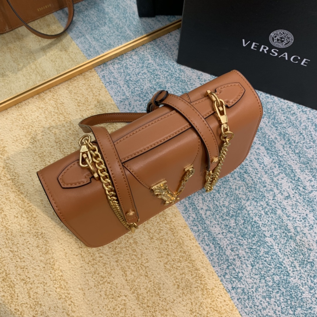 VERSACE VIRTUS Shoulder Bag Caramel DBFG985 24 x 9 x 16.5 cm