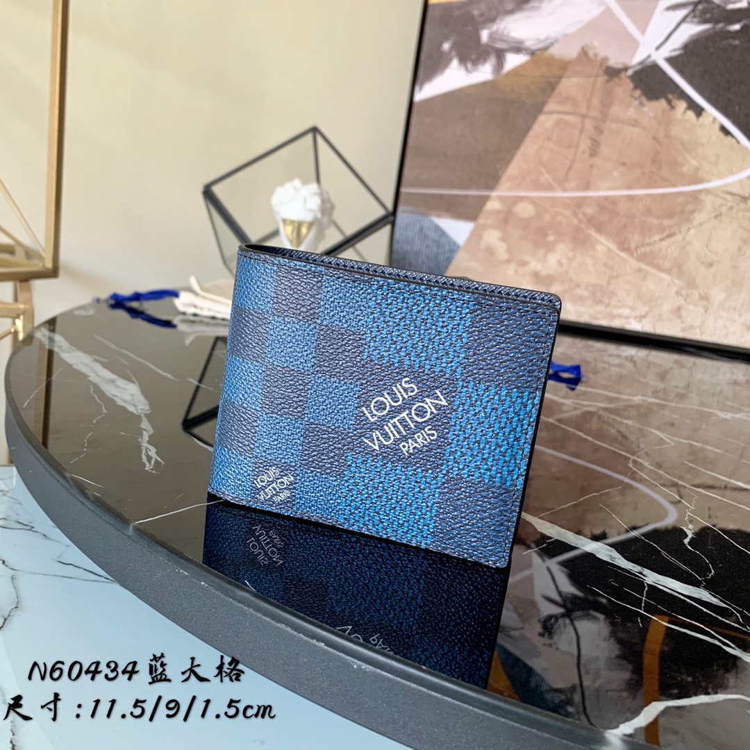 l0vis Vvtt0n multiple wallet damier graphite 3d canvas blue n60434 11.5 x 9 x 1.5 cm