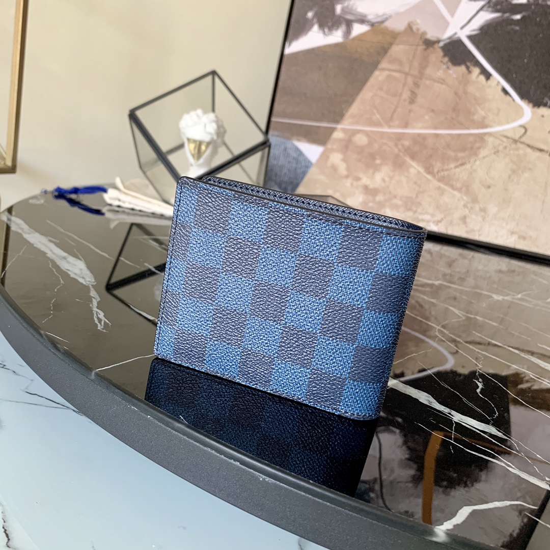 l0vis Vvtt0n multiple wallet damier graphite 3d canvas blue n60434 11.5 x 9 x 1.5 cm