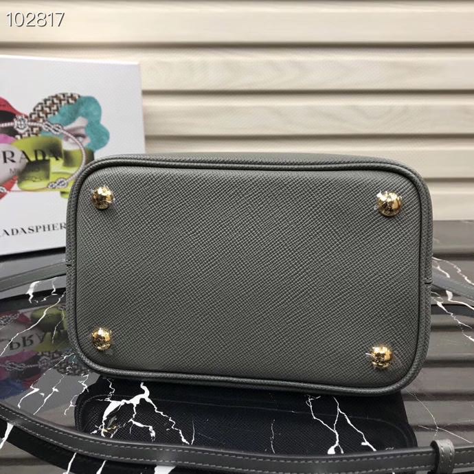 Pra*a medium panier saffiano leather bag grey 1ba212 22 × 23 × 13 cm