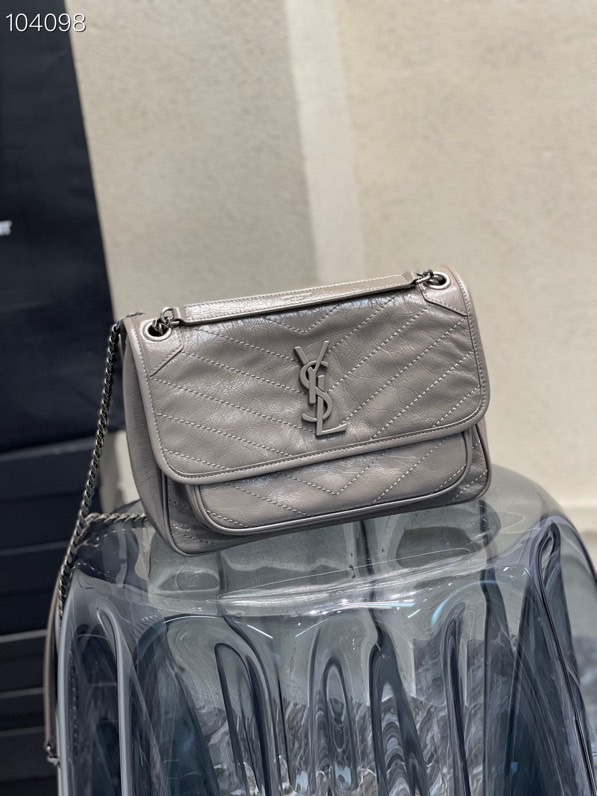 Y51 medium crinkled vintage leather grey 4988940 28 x 20 x 8 cm
