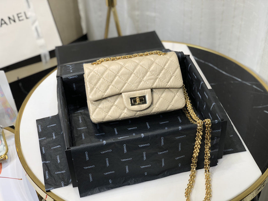 Ch**el mini 2.55 tasche light beige as0874 15,5 × 20 × 6 cm