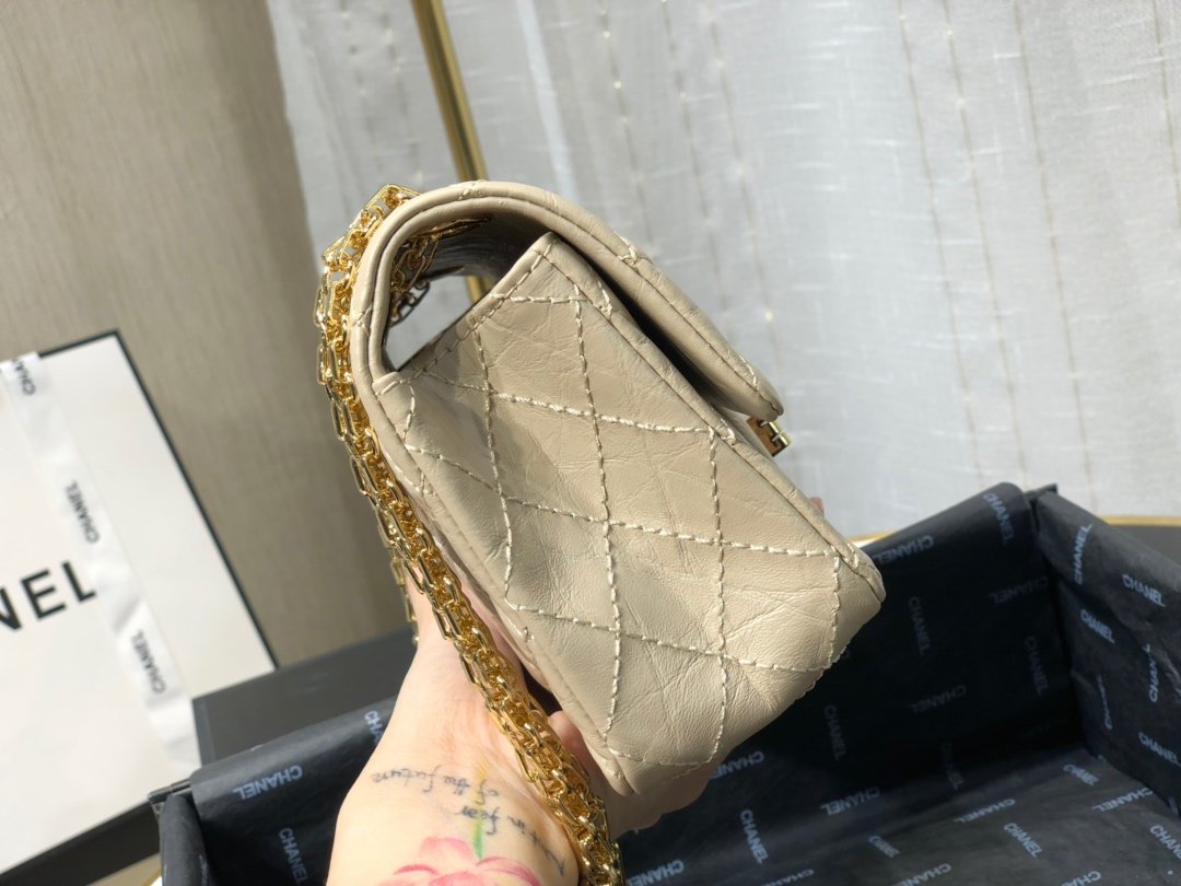Ch**el mini 2.55 tasche light beige as0874 15,5 × 20 × 6 cm