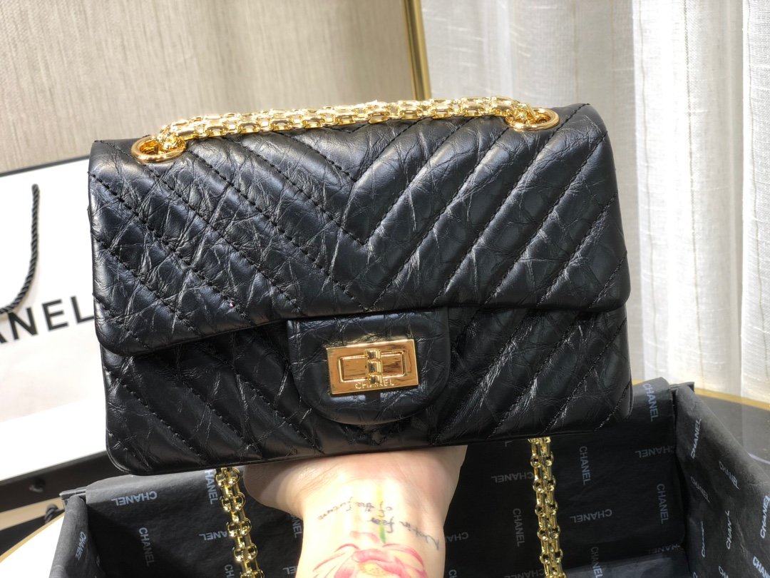 Ch**el mini 2.55 tasche black as0874 15,5 × 20 × 6 cm