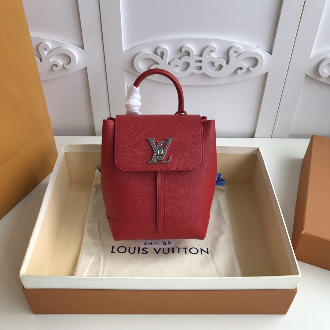 l0vis Vvtt0n mini lockme backpack calfskin leather red m54573 16 x 19.4 x 10 cm