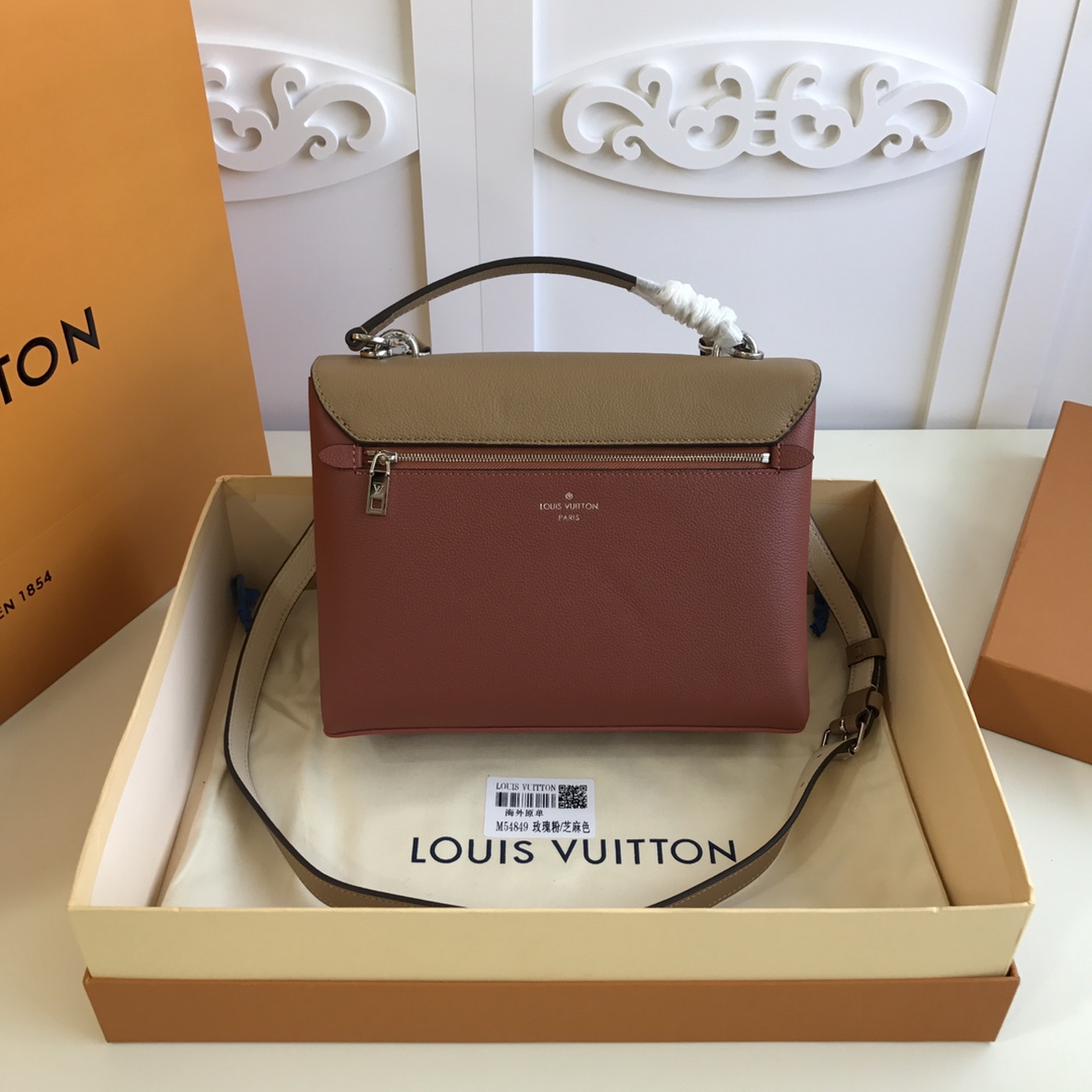 l0vis Vvtt0n mylockme satchel grained calfskin leather brown and white m54849 28 x 20 x 11 cm