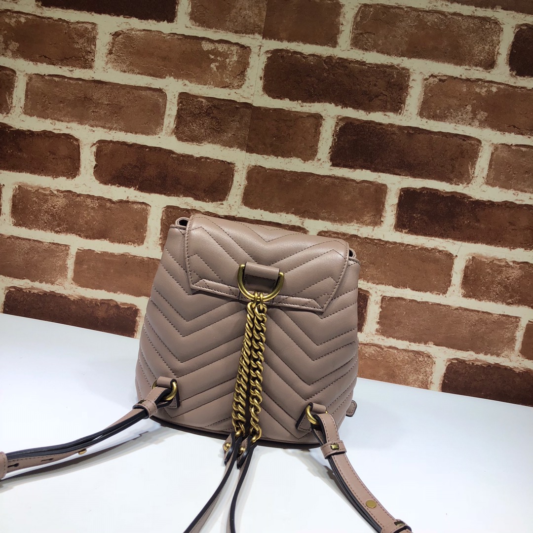 Gvc*1 gg marmont matelassé backpack beige 528129 19 x 18.5 x 10 cm