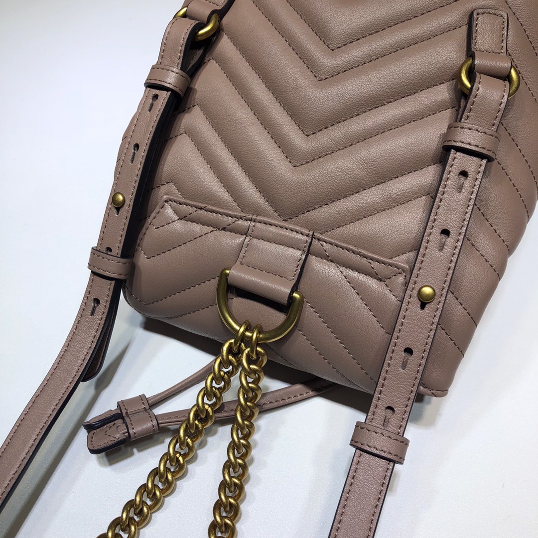 Gvc*1 gg marmont matelassé backpack beige 528129 19 x 18.5 x 10 cm