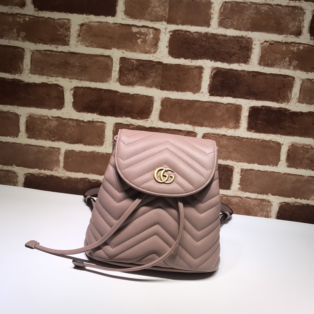 Gvc*1 gg marmont matelassé backpack dark pink 528129 19 x 18.5 x 10 cm