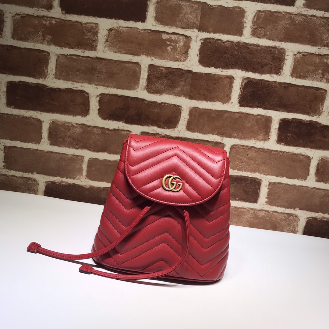 Gvc*1 gg marmont matelassé backpack red 528129 19 x 18.5 x 10 cm