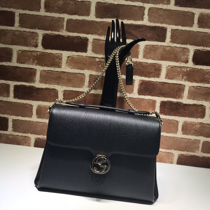 Gvc*1 large interlocking gg shoulder bag black 510306 32 x 20 x 12 cm