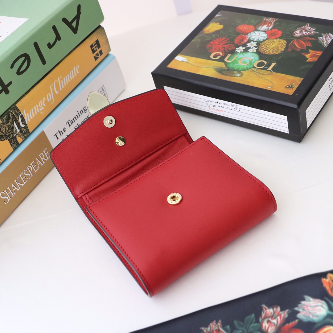 Gvc*1 sylvie tri-fold conpact wallet red 476081 11 x 9.5 x 3 cm