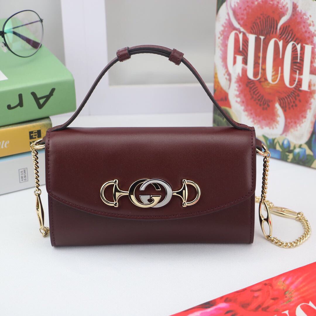 Gvc*1 mini shoulder bag leather burgundy 564718 18.5 x 11 x 3.5 cm