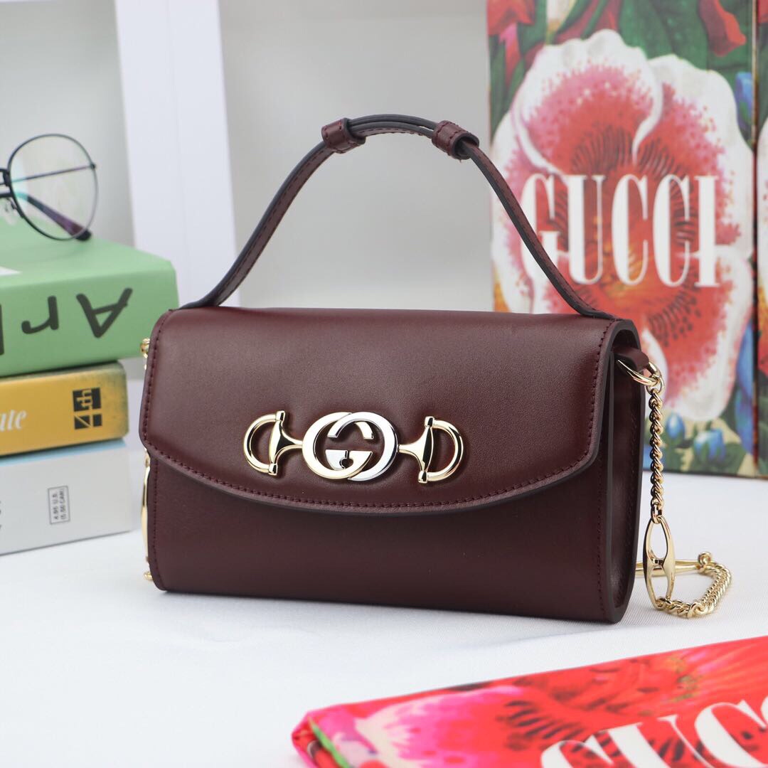 Gvc*1 mini shoulder bag leather burgundy 564718 18.5 x 11 x 3.5 cm