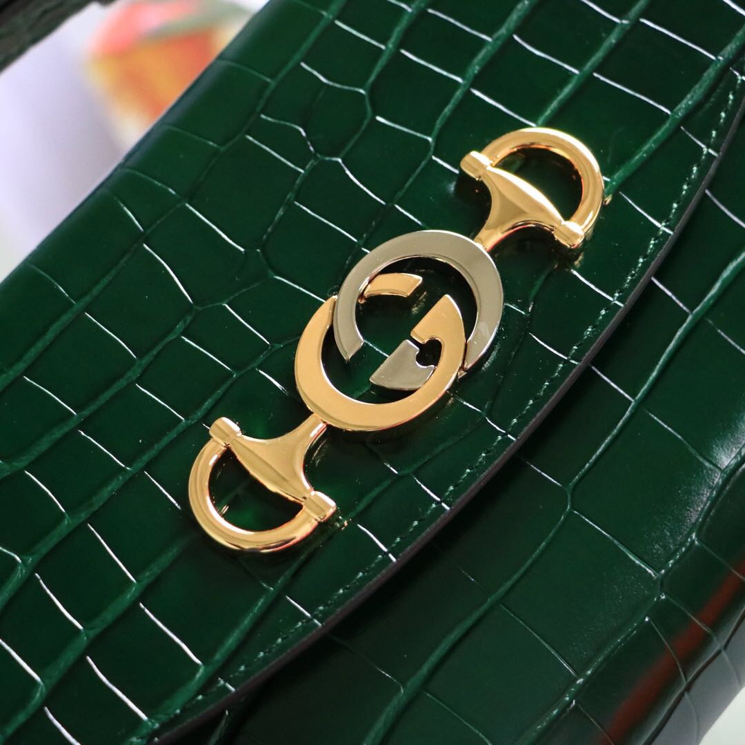 Gvc*1 medium zumi shoulder bag crocodile leather green 572375 24 x 14 x 5 cm