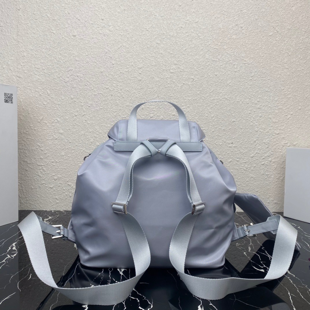 Pra*a medium nylon saffiano leather backpack light blue 1bz811 30 x 32 x 15 cm