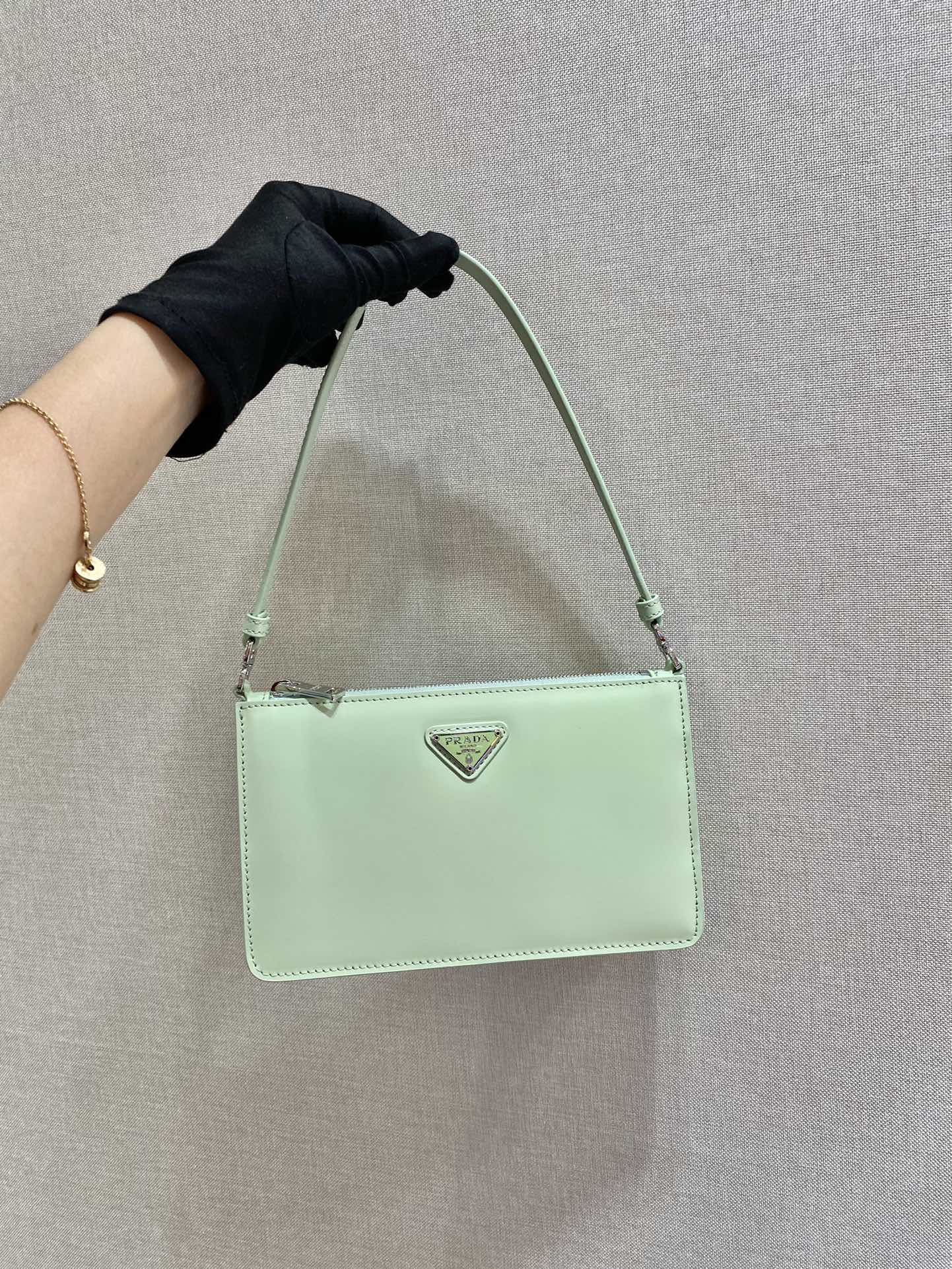 Pra*a mini saffiano leather bag aqua 1bc155 20 x 12 x 5.5 cm
