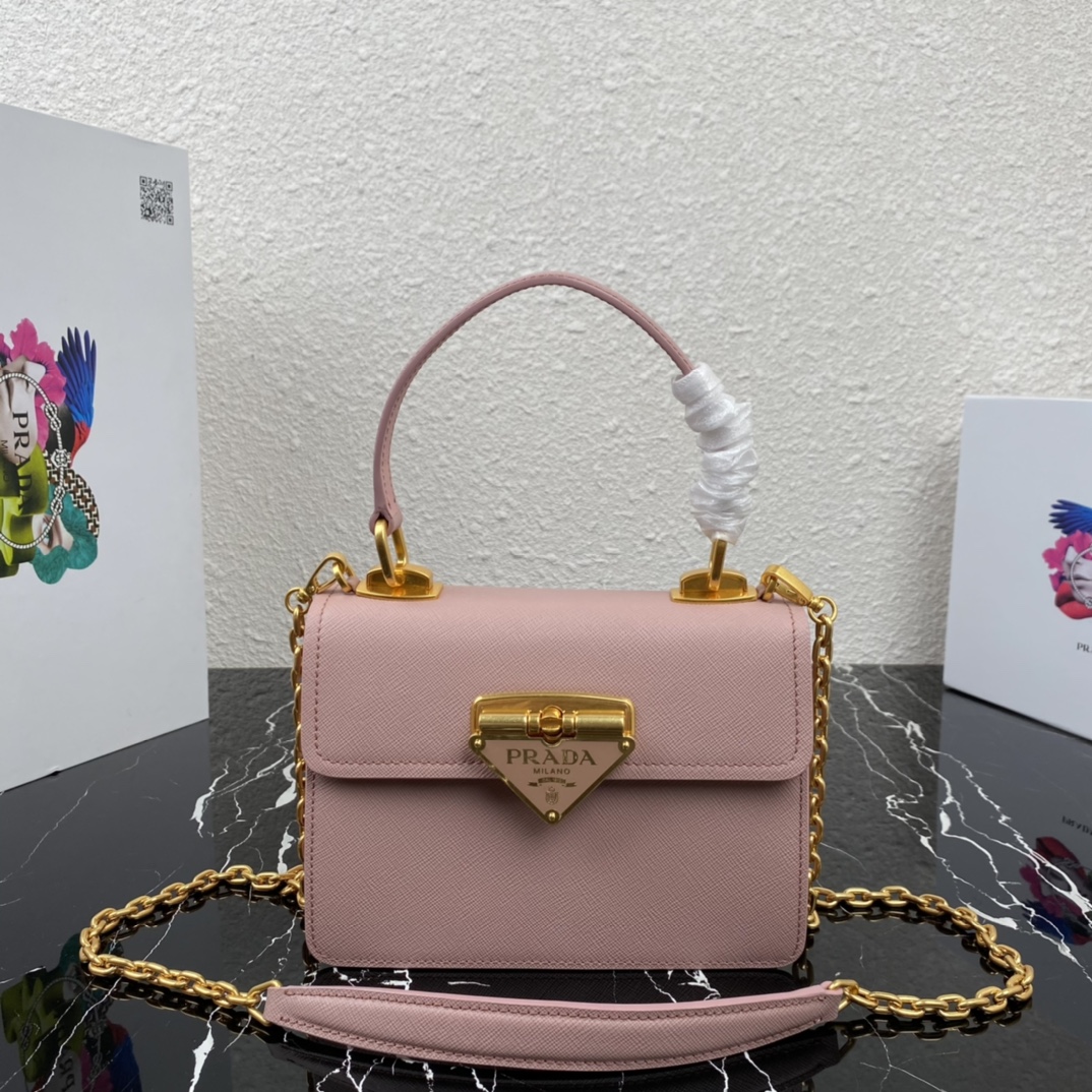 Pra*a symbole saffiano leather symbole bag pink 1bn021 20 × 15 × 5 cm