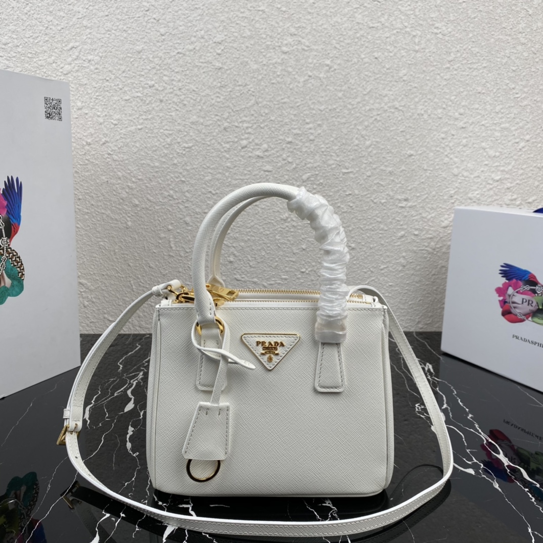 Pra*a micro galleria saffiano leather bag white 1ba906 20 x 15 x 9.5 cm