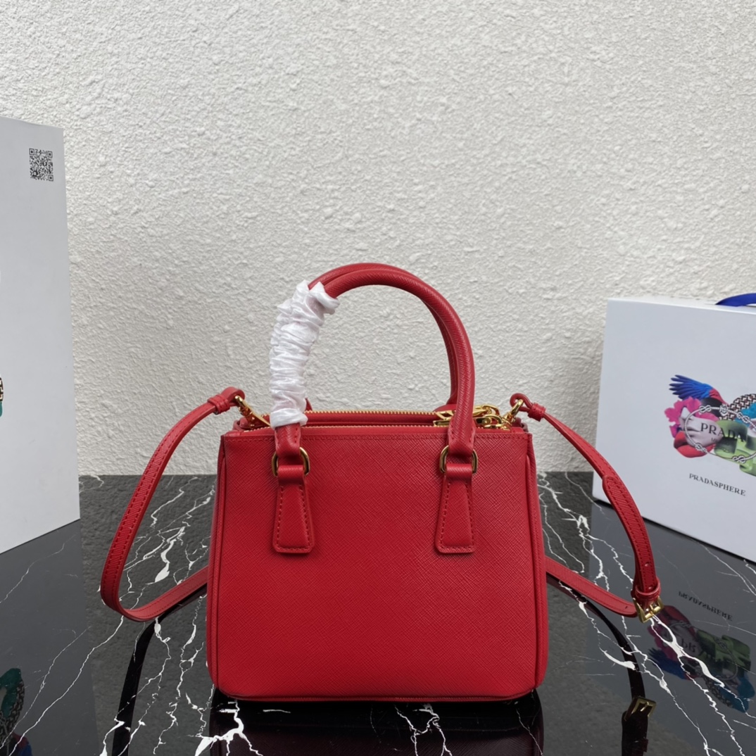 Pra*a micro galleria saffiano leather bag red 1ba906 20 x 15 x 9.5 cm