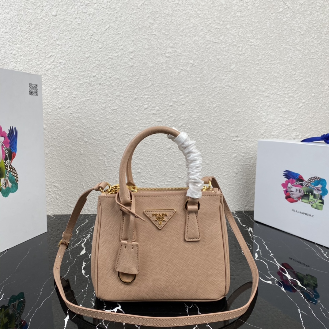 Pra*a micro galleria saffiano leather bag pink beige 1ba906 20 x 15 x 9.5 cm