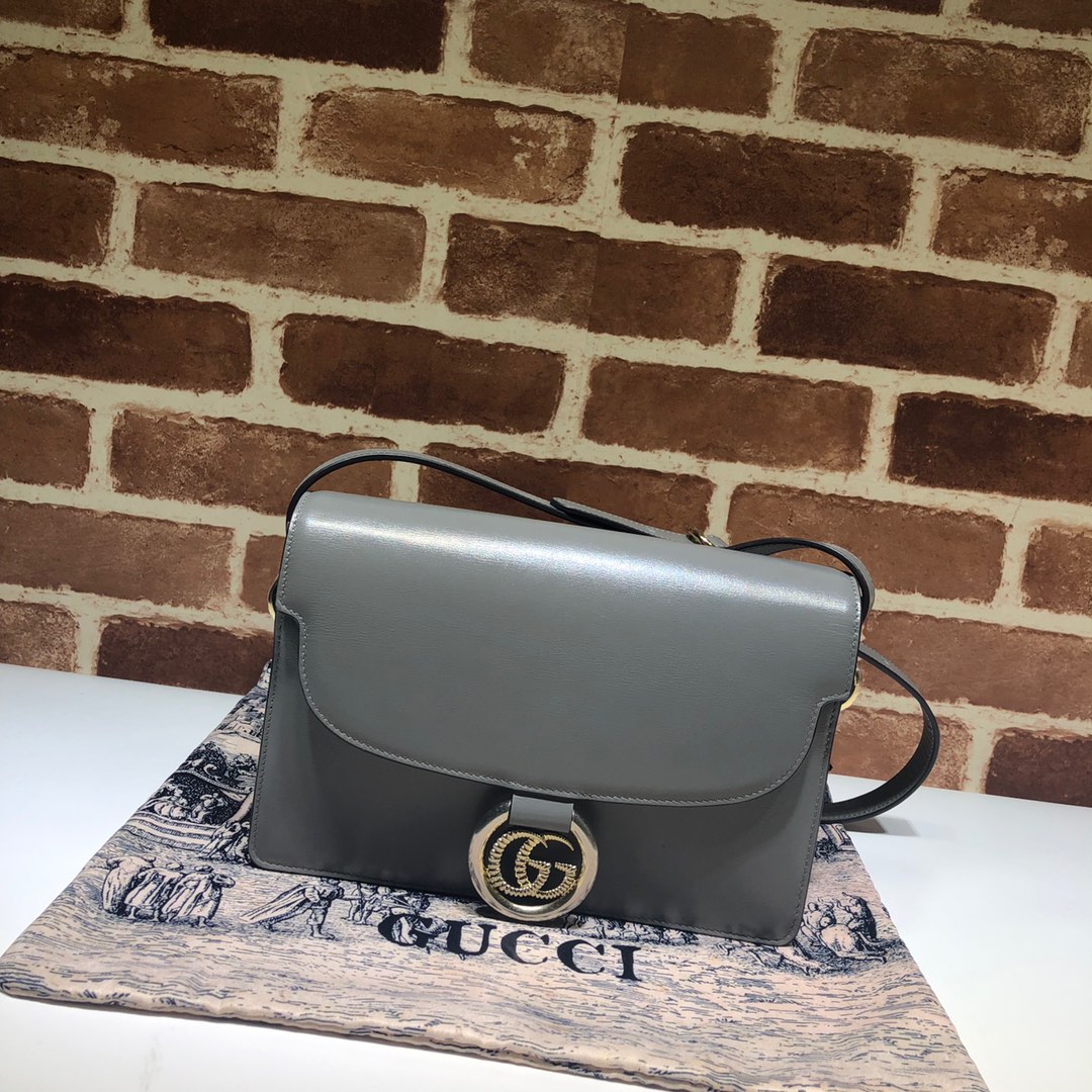 Gvc*1 gg ring shoulder bag leather grey 5894741 24 x 16 x 6 cm