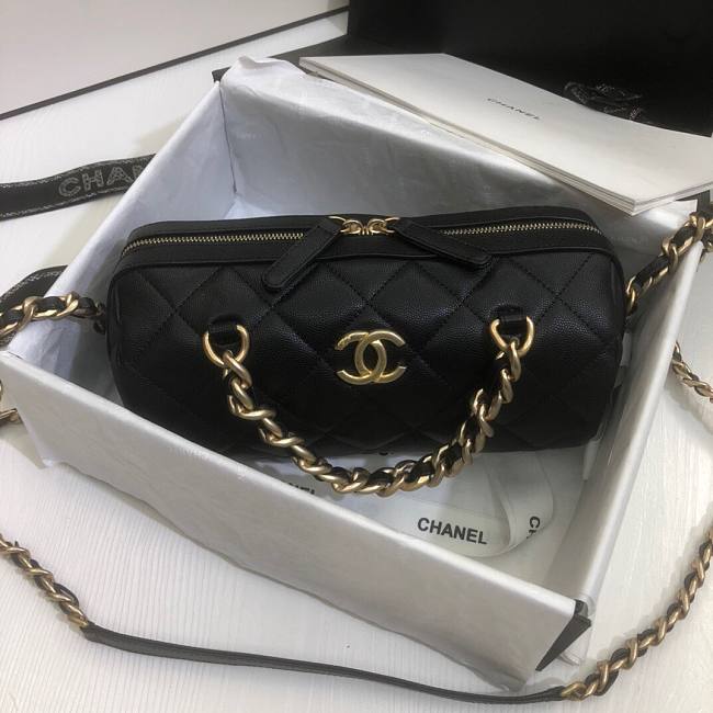 Ch**el extra mini bowling bag in black as1899 16 x 22 x 12 cm