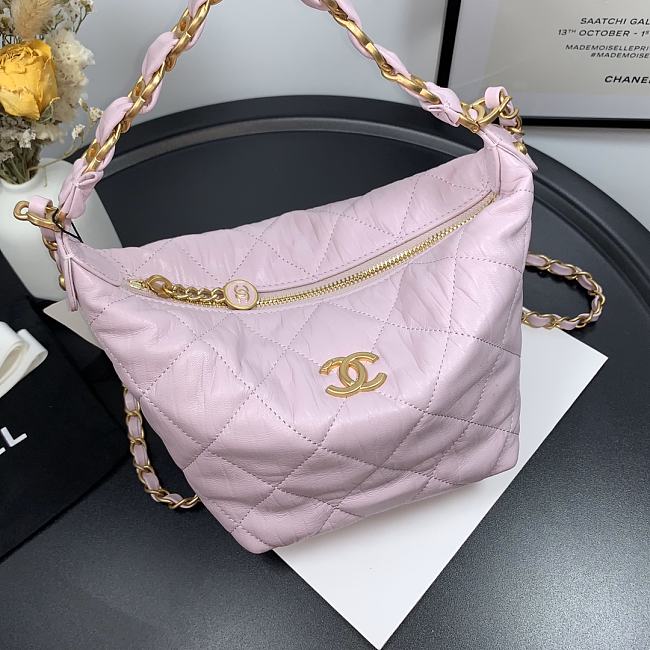 Ch**el hobo bag pink as2480 15 x 12.5 x 18 cm
