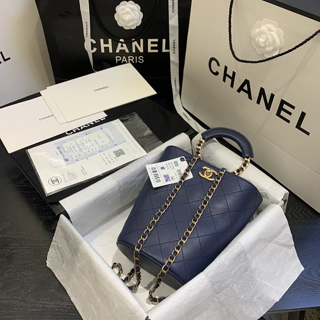 Ch**el chain handle bucket bag blue as1362 32 x 26 x 15 cm