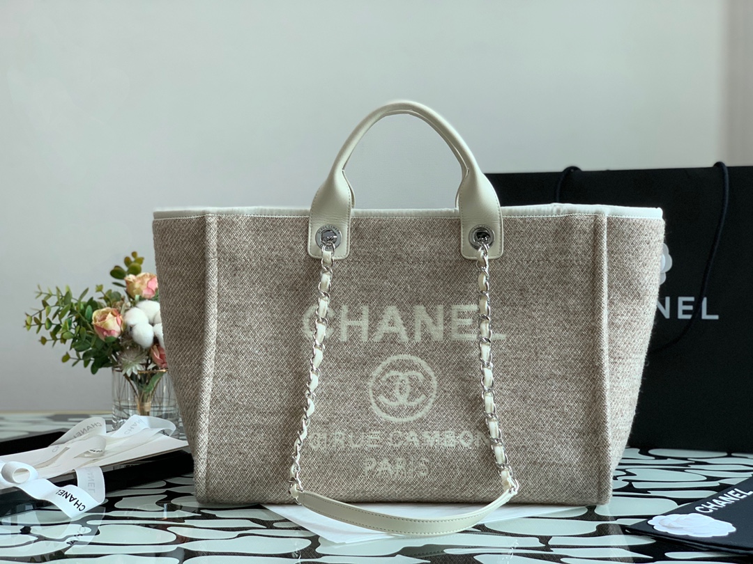 Ch**el deauville tote bag grey 38 cm