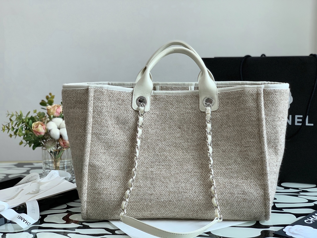 Ch**el deauville tote bag grey 38 cm