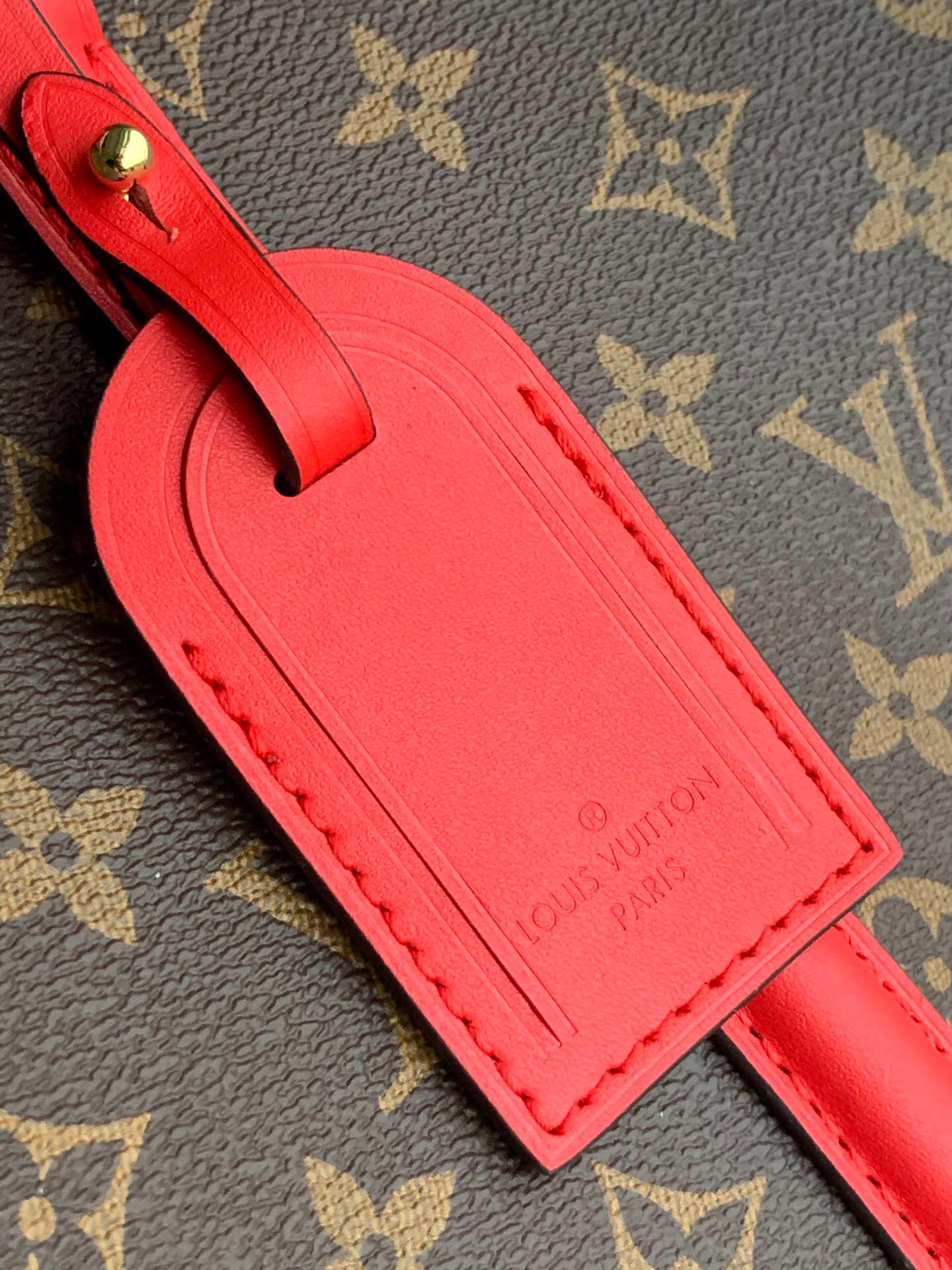 l0vis Vvtt0n soufflot bb monogram canvas and leather cherry red m44818 29 × 19 × 10 cm