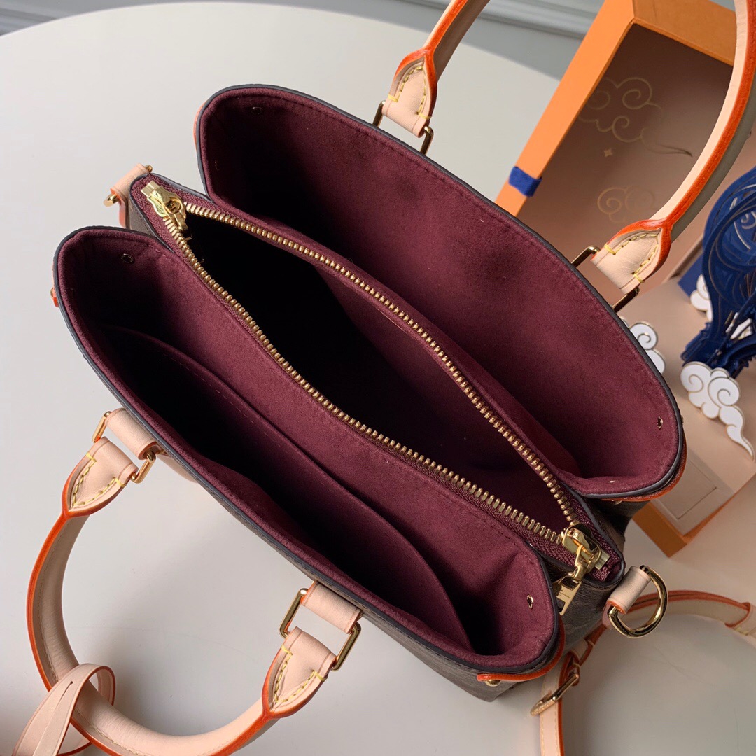 l0vis Vvtt0n soufflot bb monogram canvas and leather creme m44818 29 × 19 × 10 cm