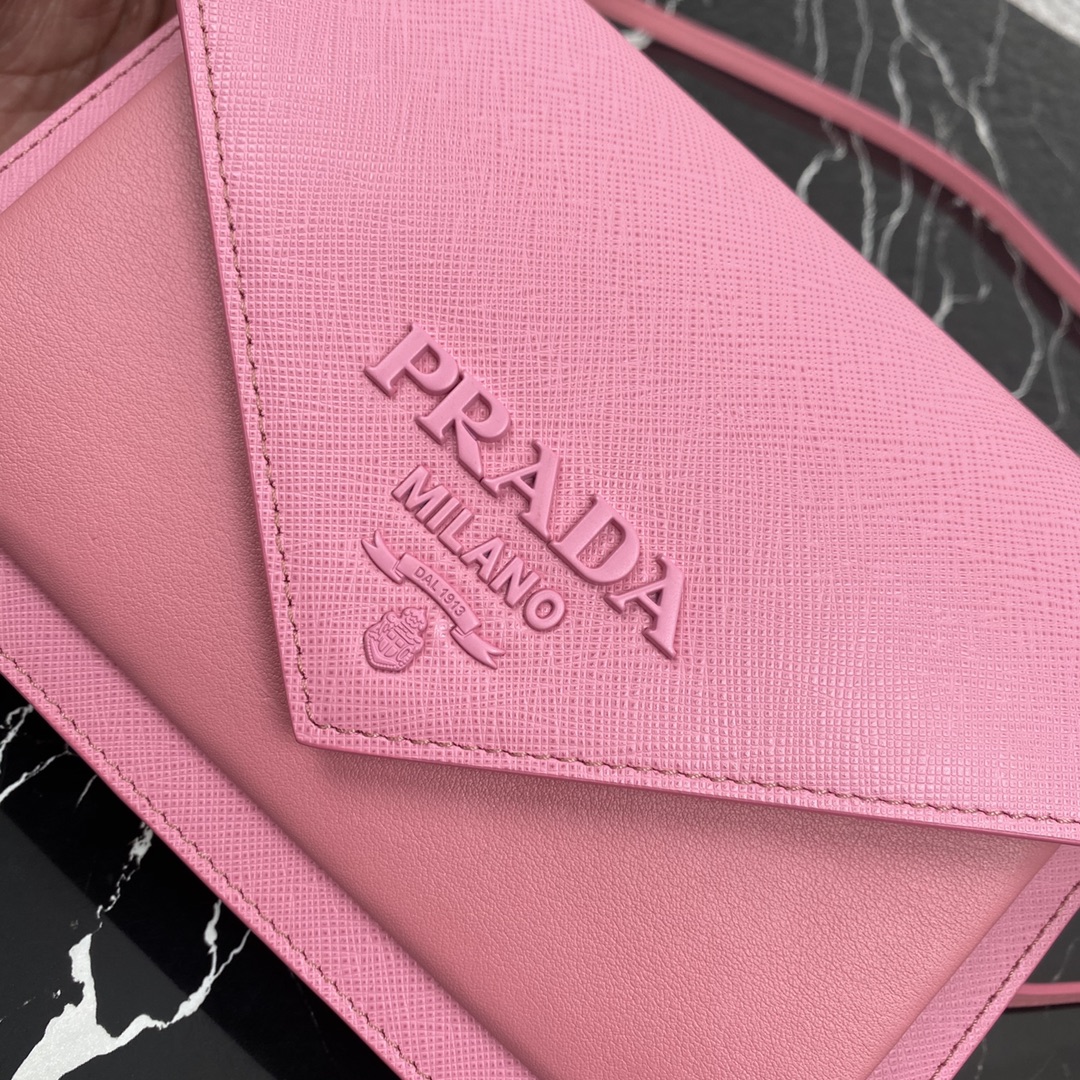 Pra*a mini saffiano leather bag pastel pink 1bp020 20 x 12 x 4 cm