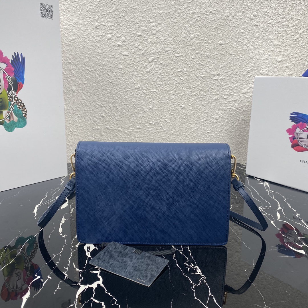 Pra*a mini saffiano leather bag dark blue 1bp020 20 x 12 x 4 cm