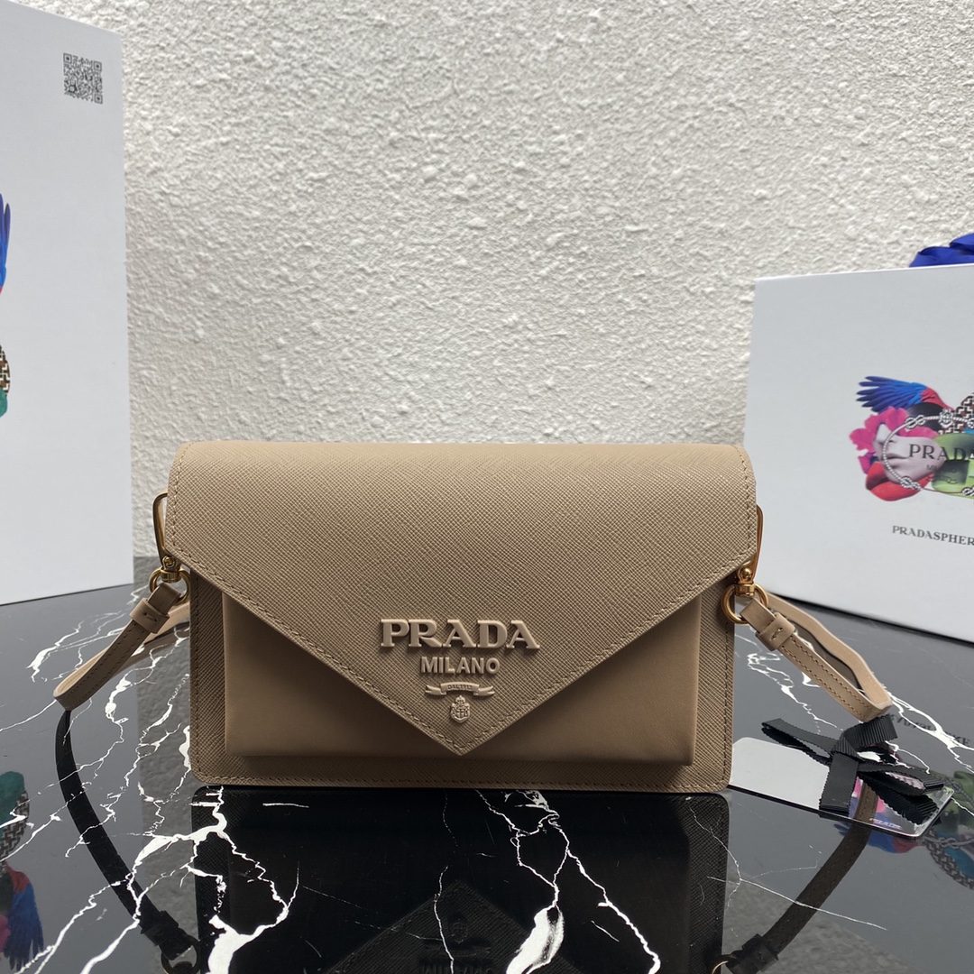 Pra*a mini saffiano leather bag beige 1bp020 20 x 12 x 4 cm