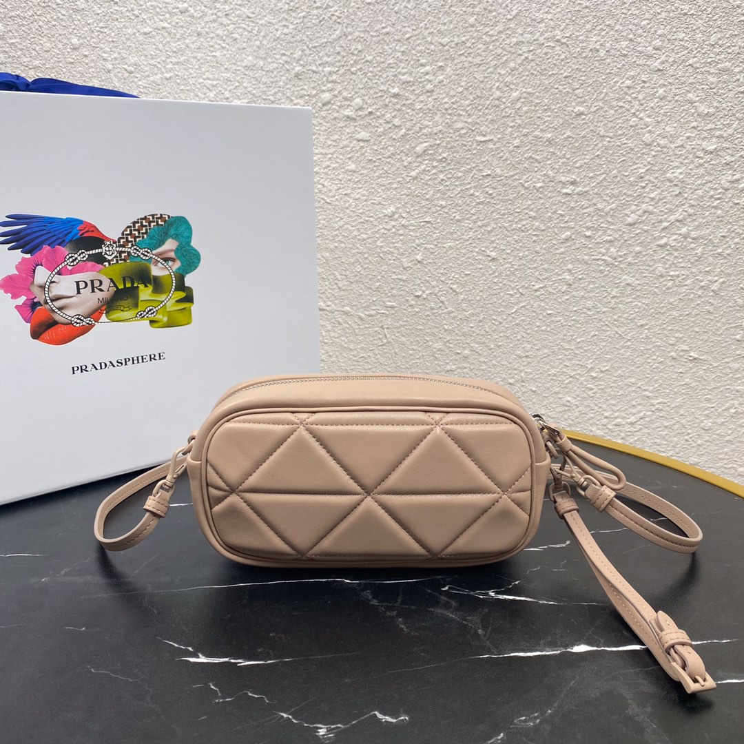 Pra*a mini spectrum quilted nappa leather light beige 1dh046 10 x 19  x 5.5 cm
