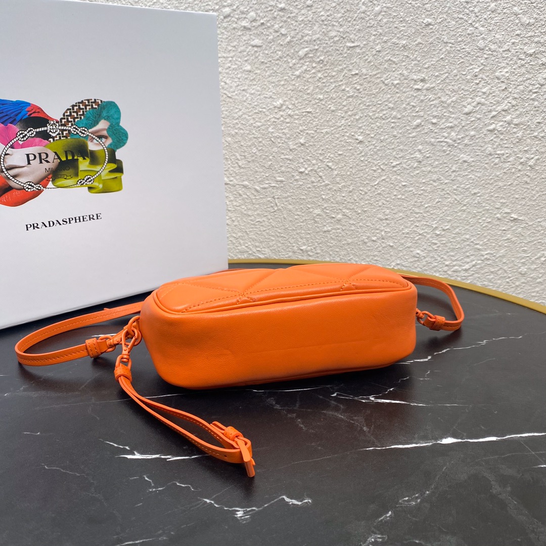 Pra*a mini spectrum quilted nappa leather orange 1dh046 10 x 19  x 5.5 cm