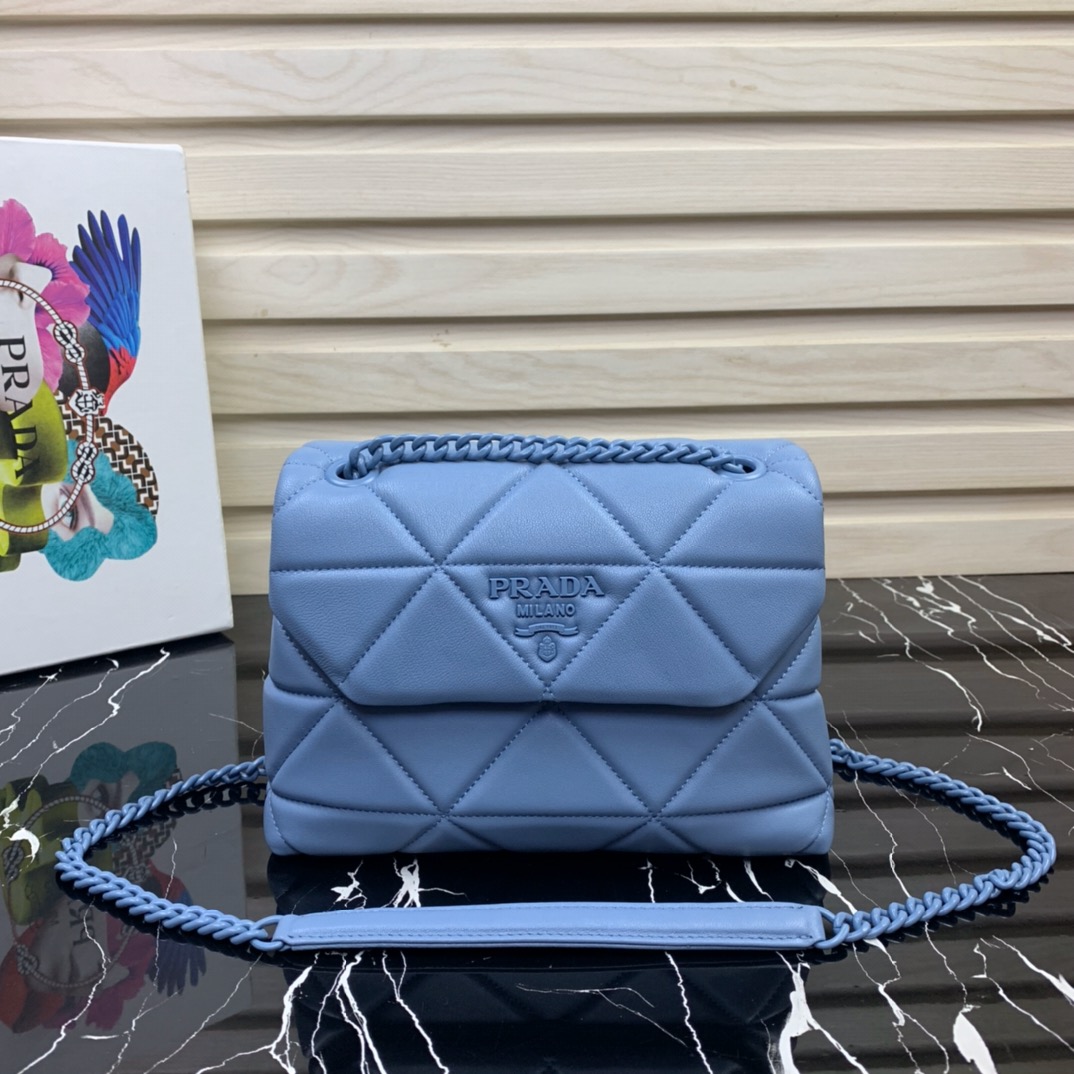Pra*a small spectrum nappa leather bag astral blue 1bd233 23 x 17 x 8 cm