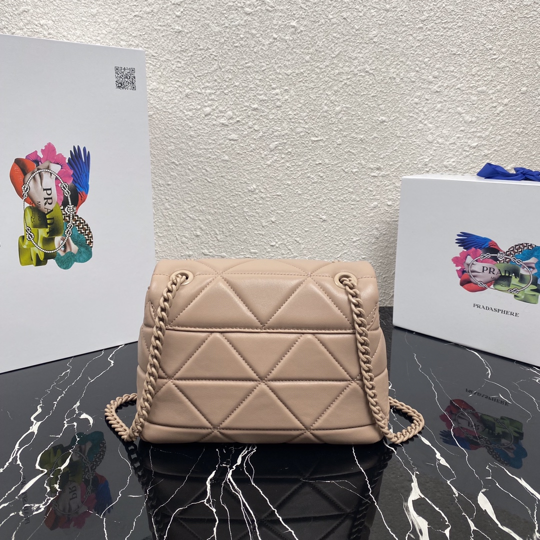 Pra*a small spectrum nappa leather bag beige 1bd233 23 x 17 x 8 cm