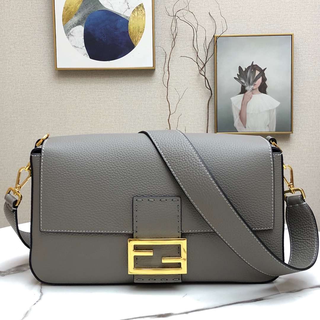 F**di large 1997 baguette leather grey 33 x 18 x 5.5 cm