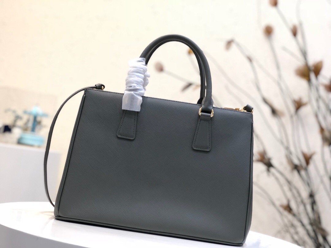 Pra*a large galleria saffiano leather bag state gray 1ba274 32 × 24 × 14 cm