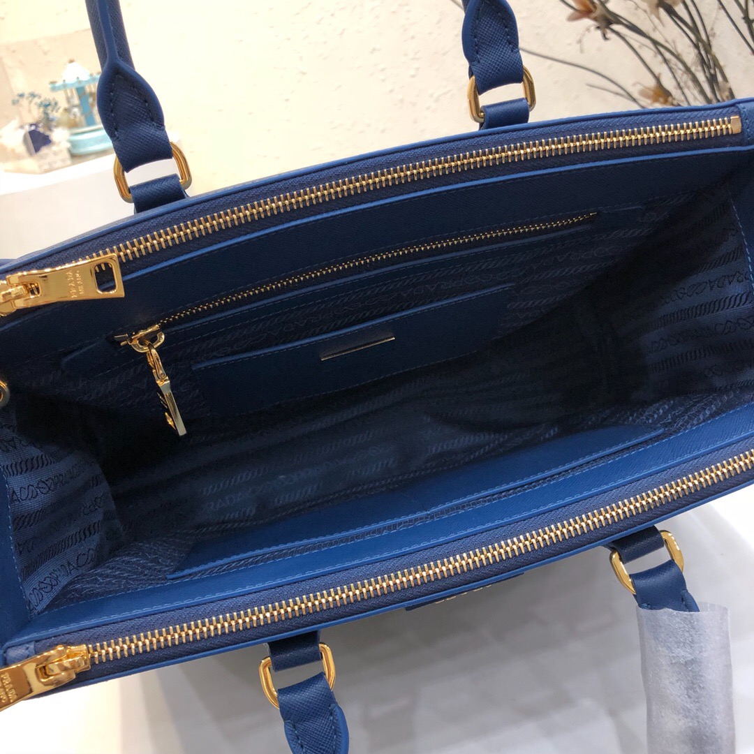 Pra*a large galleria saffiano leather bag blue 1ba274 32 × 24 × 14 cm