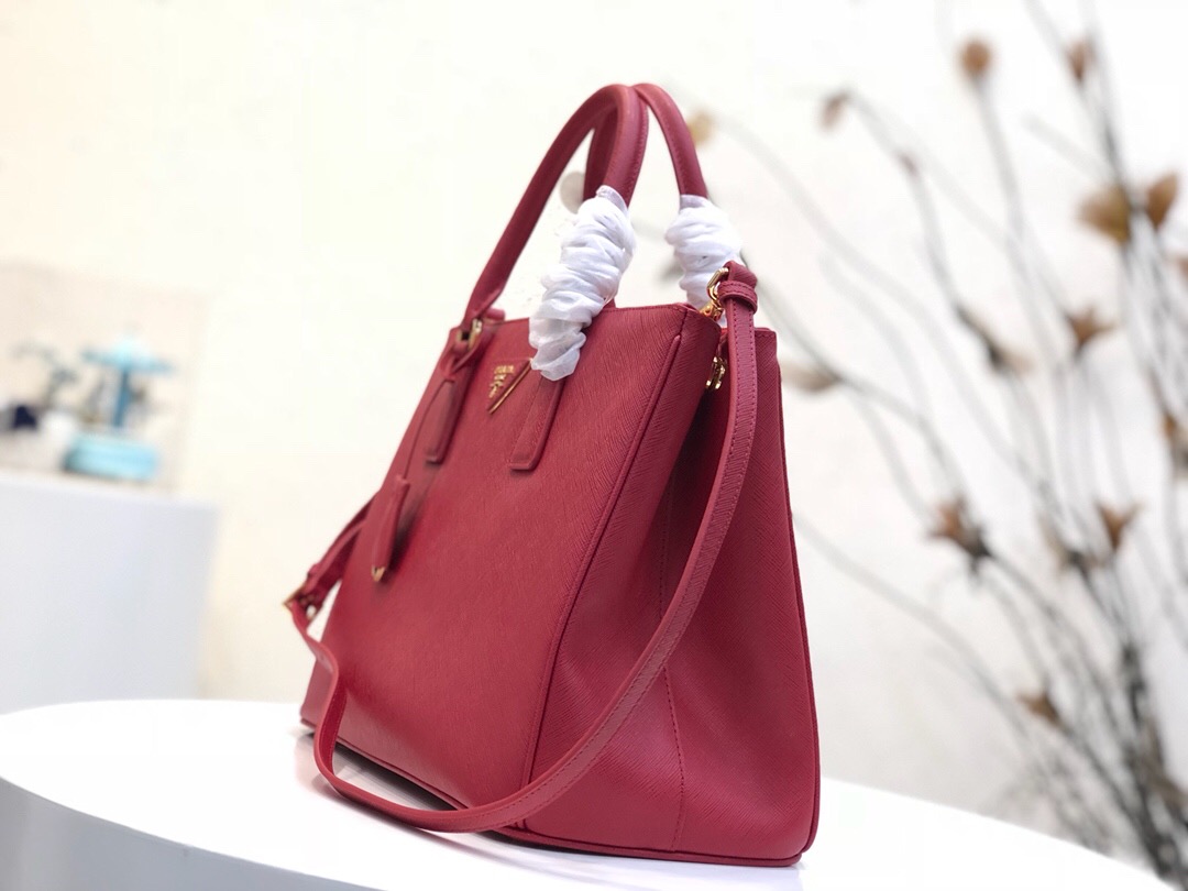 Pra*a large galleria saffiano leather bag fiery red 1ba274 32 × 24 × 14 cm