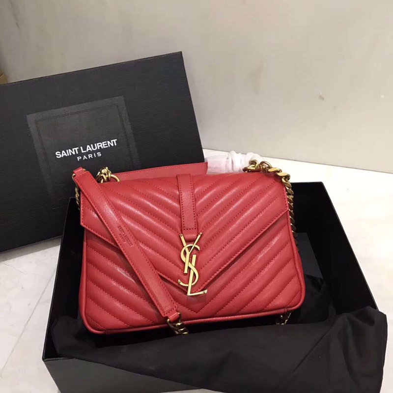 Y51 medium college in matelassÉ leather red 600279 24 x 17 x 7 cm