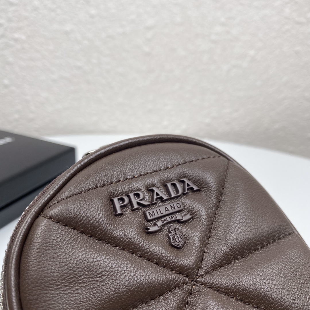 Pra*a mini spectrum quilted nappa leather dark brown 1dh030 10.5 x 18 cm